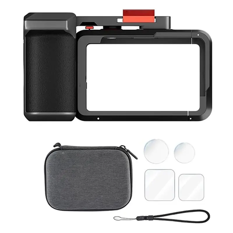 

A33T-Camera Cage With Cold Shoe 1/4" Thread And Screen Covers Protective Cage For DJI Action 5 Pro 4 3