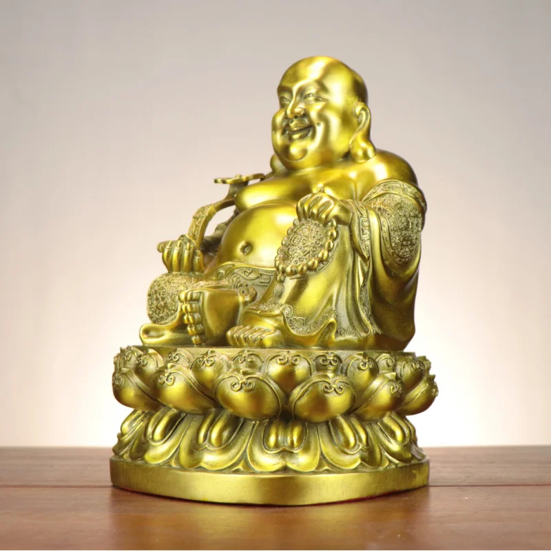 Ornament, Auspicious Sitting on Lotus , New Maitreya Buddha Bronze Metal Home Decor
