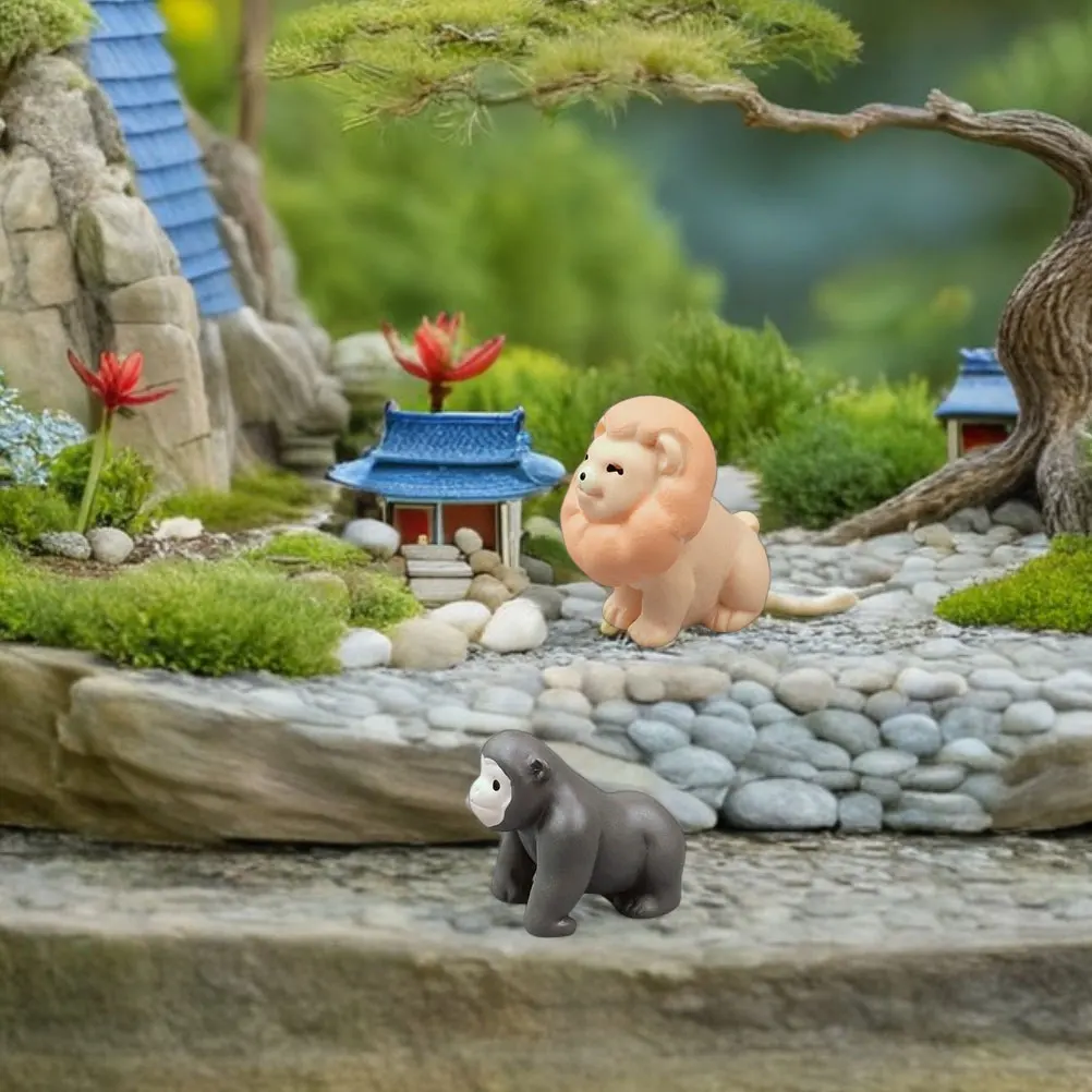 

8pcs Fairy Garden Set Mini Resin Animals Trees Dollhouse Accessories Micro Landscape Decorations Kids Creative