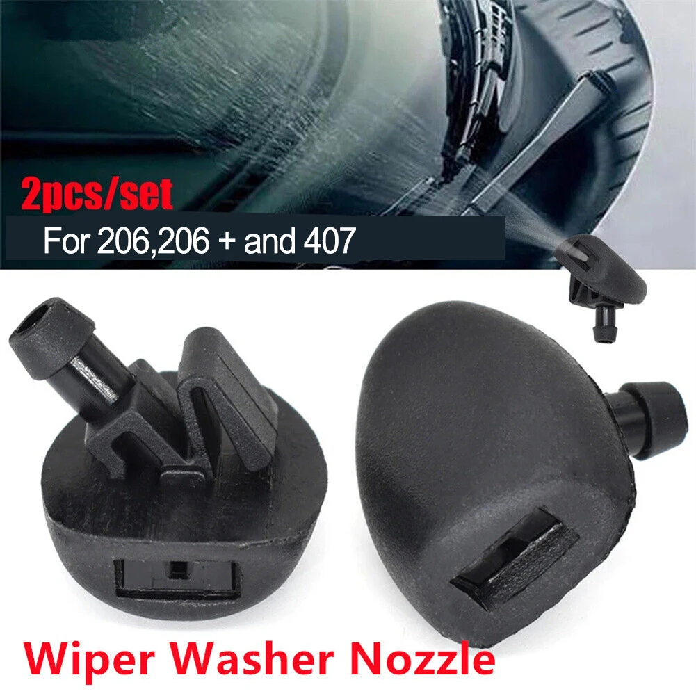 2pcs Car Front Windscreen Wiper Water Washer Jet Nozzles For 407 206 C2 C5 6438J2/6438E6/6438AV/6438W2/6438Z1 Auto Accessories