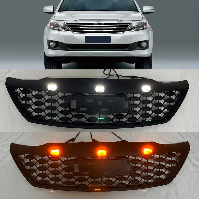 Modified For Toyota Fortuner Racing Grills For Fortuner 2012 2013 2014 LED Style Radiator Grille Front Racing Grill Grills