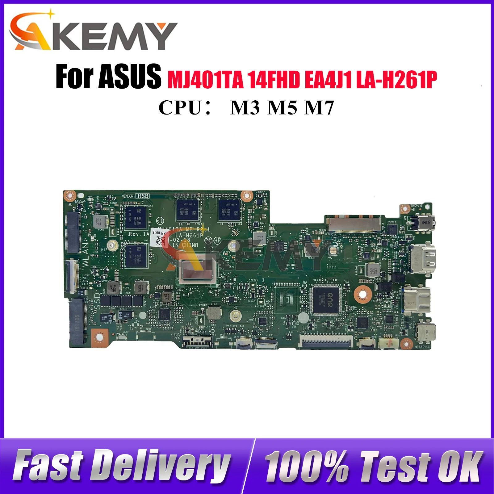 

MJ401TA Laptop Motherboard For ASUS VivoBook MJ401T LA-H261P MJ401TA 14FHD EA4J1 Mainboard With M3 M5 M7 CPU 100% tests OK stk