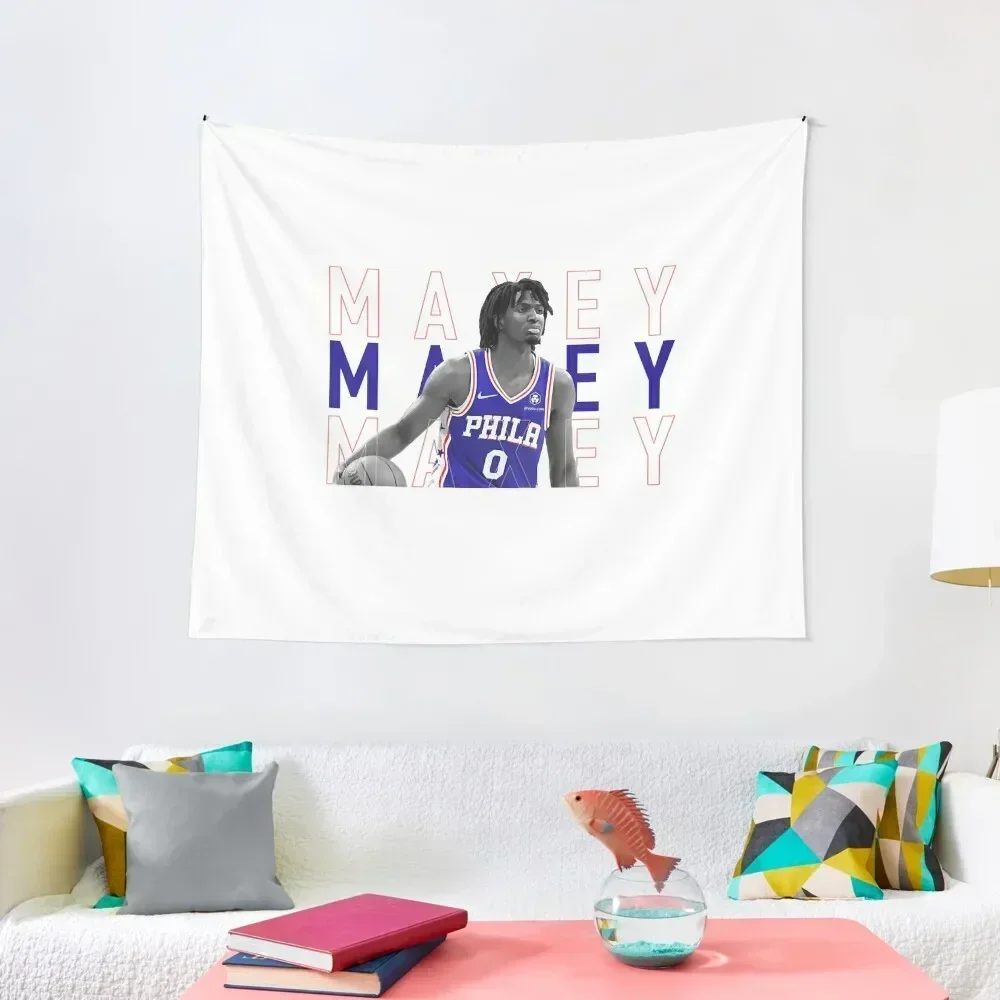 Tyrese Maxey Typography 76ers Tapestry Wall Decor Hanging Aesthetic Room Decors Bathroom Decor Decoration For Bedroom Tapestry