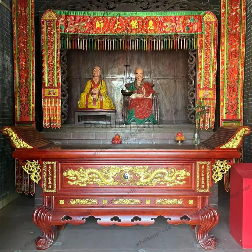 Mahogany carved temple table altar, ancestral hall Chinese pineapple grid incense table Buddha cabinet