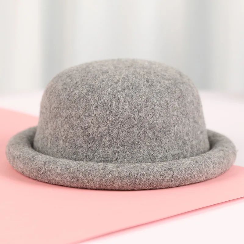 2025 Wool Knit Bucket Hat for Petite Head Japanese Kawaii Beret Roll Brim Warm Winter Hat Women Girls Autumn Fashion