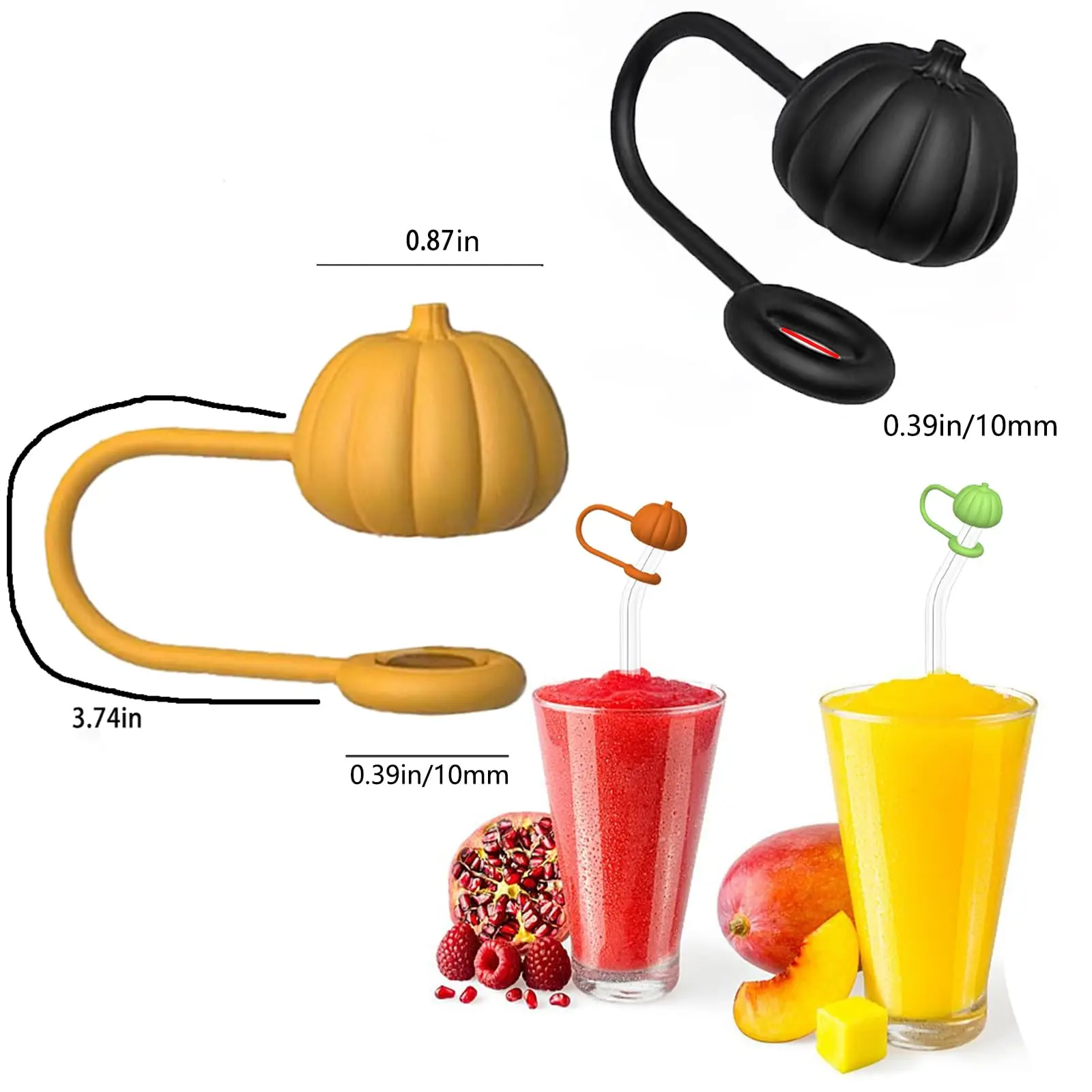 Straw Covers Cap Silicone Reusable Pumpkin Shaped Straw Toppers Straw Plug for Stanley 40Oz Tumbler Creative Cute Cup Accessory