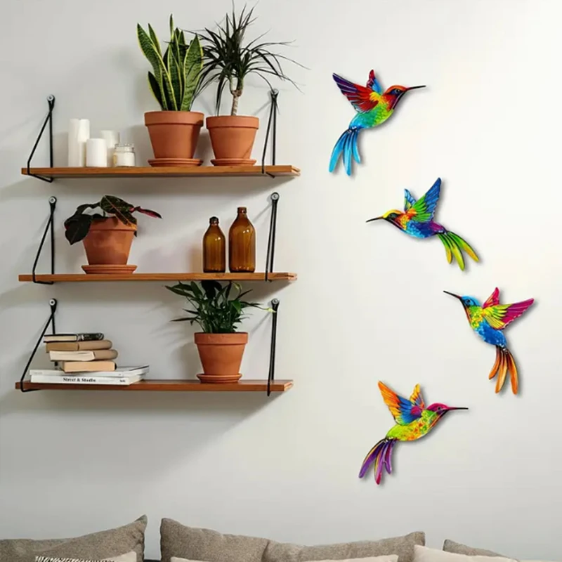 Metal Hummingbird Wall Decor, Colorful Garden Decorations, Indoor And Outdoor Metal Crafts, Home Highlights