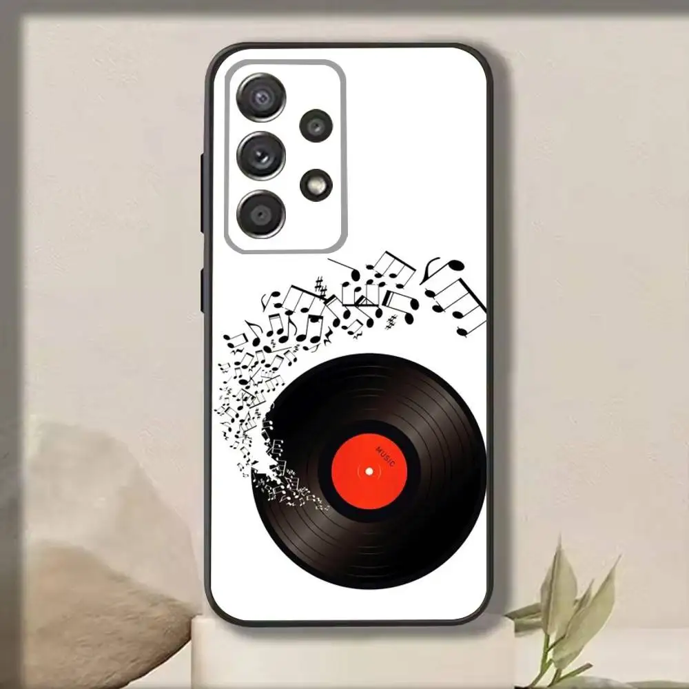 เคสโทรศัพท์ลายแผ่นเสียงไวนิล V-Vinyl สำหรับ Samsung S25,S24,S21,S22,S23,S30,Ultra,S20,Plus,Fe,Note,10,9,5G สีดำ