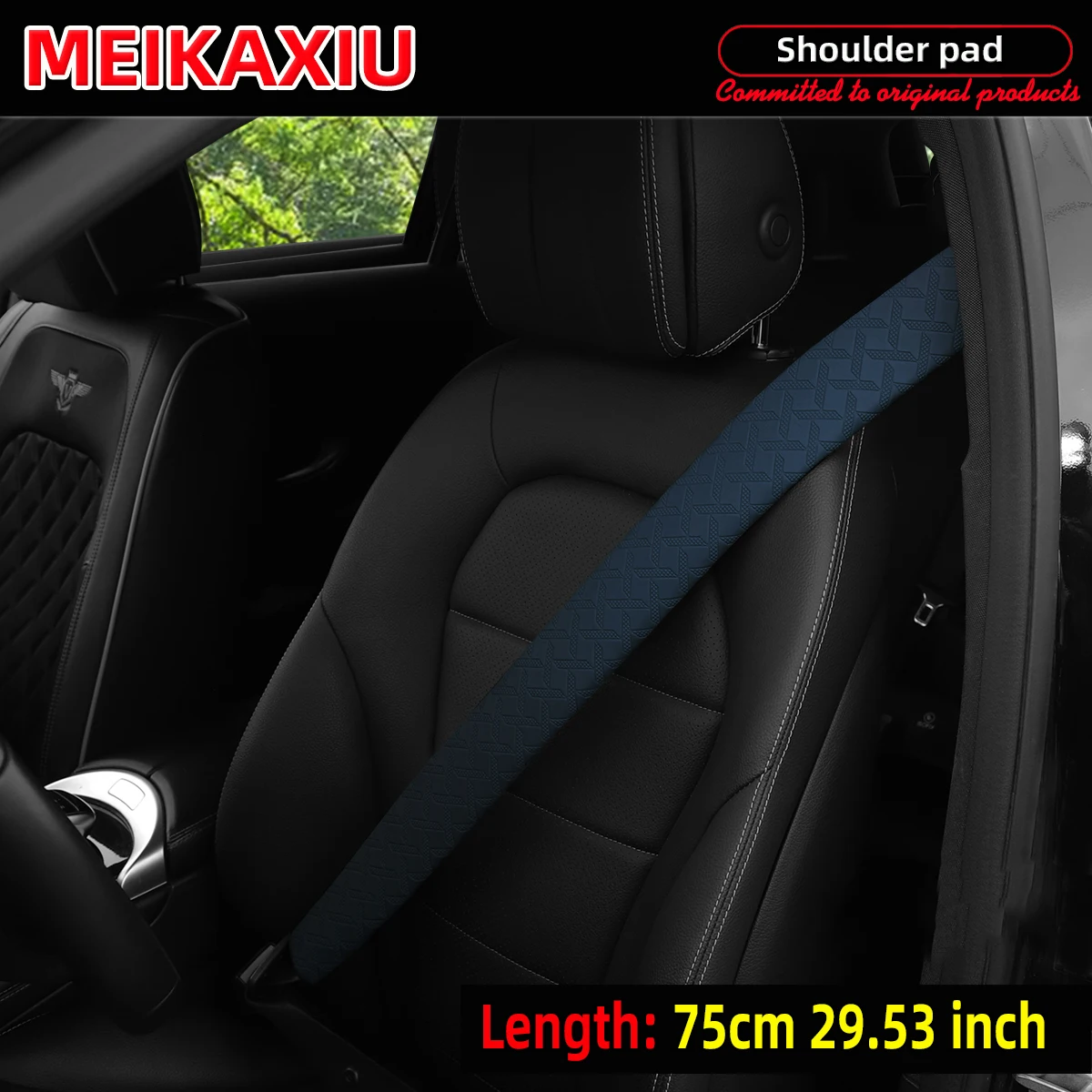 75 cm PU-Leder im langen Stil, Auto-Schulterschutz, geprägte Sicherheitsgurt-Dekoration, 29,53 Zoll, Autozubehör – Detail 4