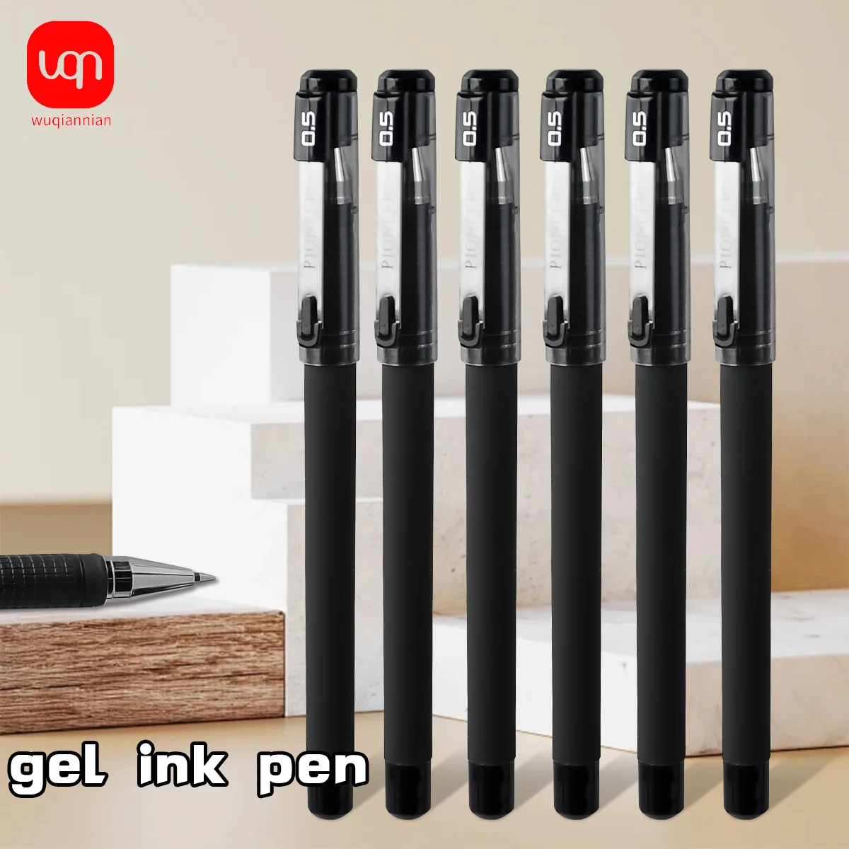 

WQN-3/6/12pcs Matte Black Gel Pen, 0.5mm Nib, Smooth Writing,Black Ink Business Signature Pen, Study Stationery