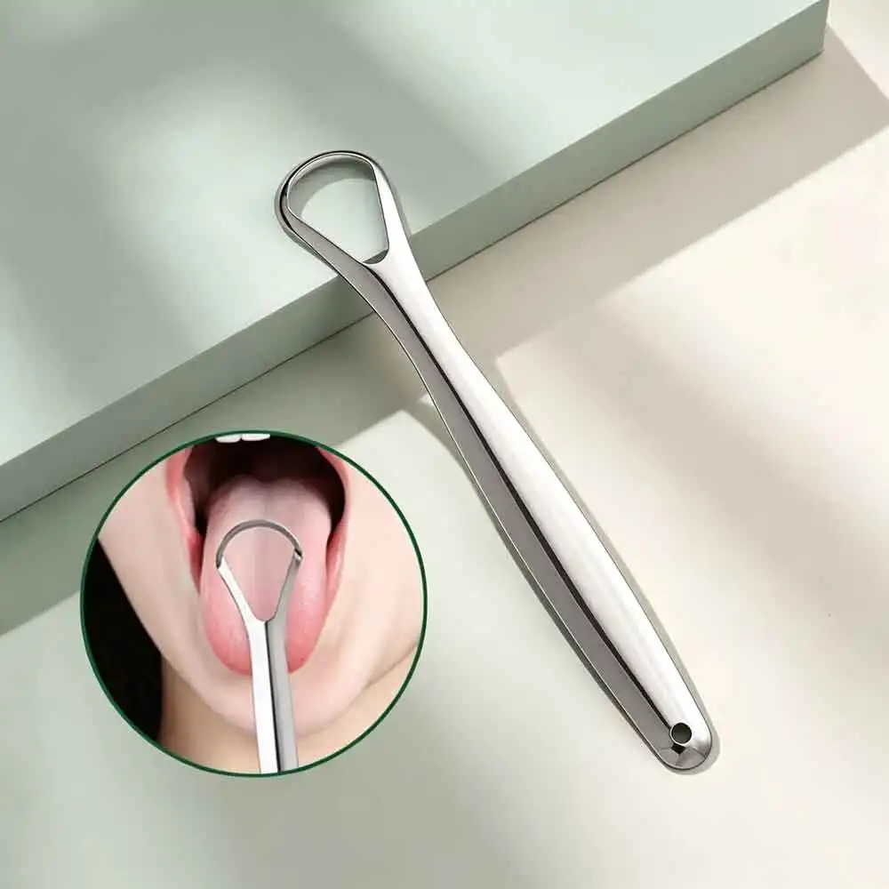 1 Pcs Stainless Reusable Cleaner Fresh BreathSteel Useful Tongue Scraper Cleaning Coated Tongue Oral Hygiene Care Tools