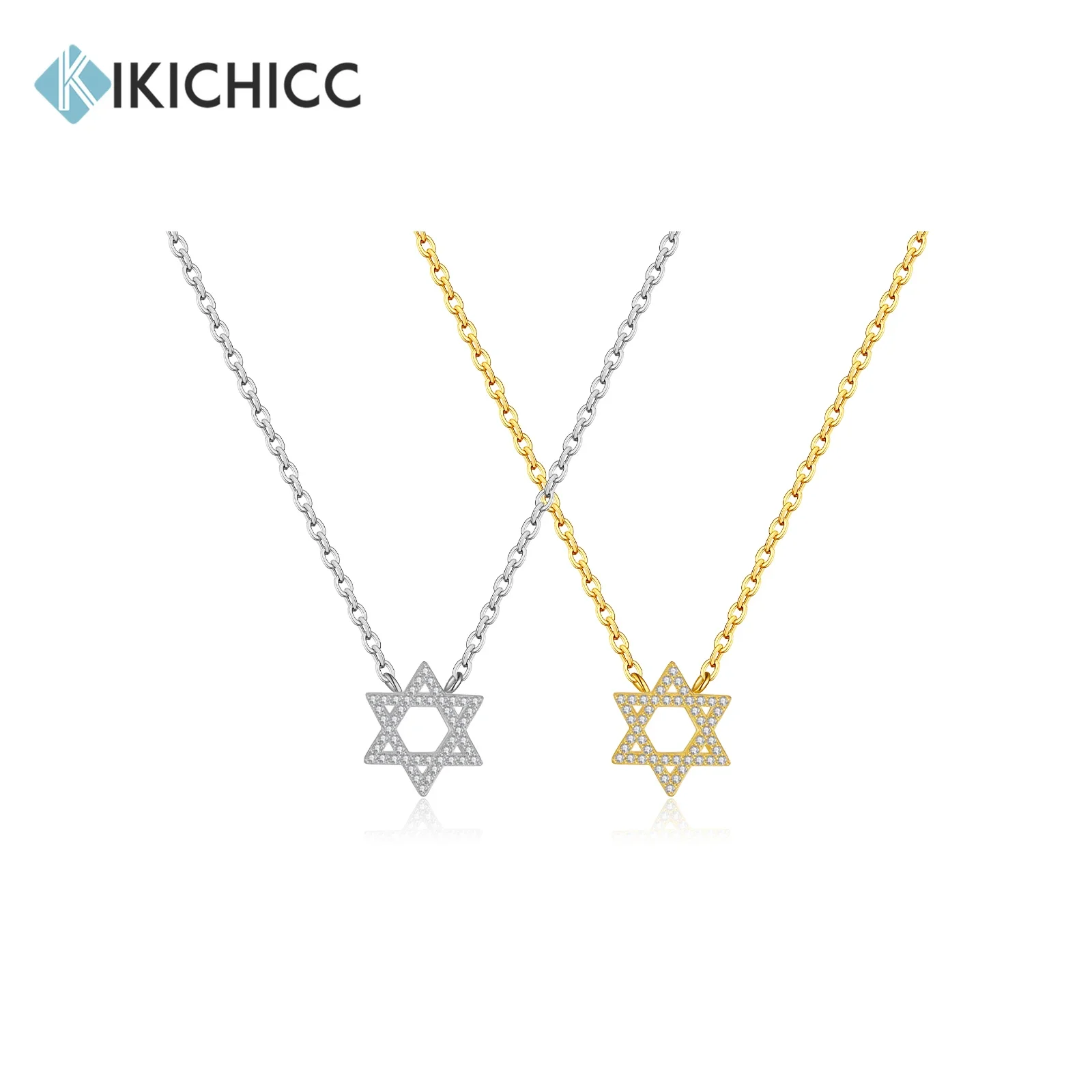 

Женское ожерелье KIKICHICC из стерлингового серебра 925 пробы с цирконом в виде звезды Давида, длинная цепочка с подвеской, 2024, роскошное ювелирное украшение для годовщины и свадьбы