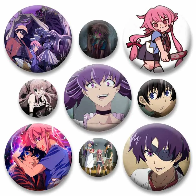 Creative Anime Future Diary Brooch Plastic Cartoon Role Playing Badge Yuno Gasai Lapel Pins Backpack Accessories Jewelry Gifts
