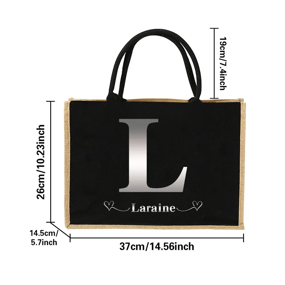 Customizable Name Linen Handbag Linen Handbag Reusable Eco Friendly Grocery Storage Bag Retro Beach Bag Customized Product