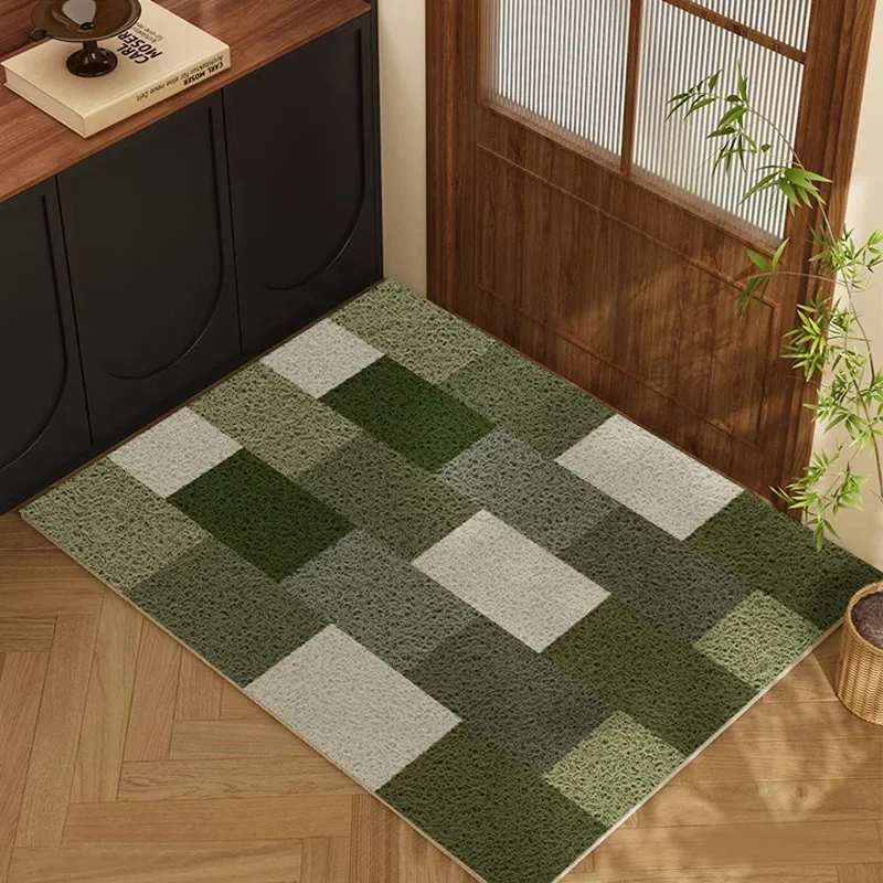Outdoor Green Entrance Rug Absorbs Dirt Door Mat Door Scraping Dust Removal Foot Mat Pvc Wire Circle Dirt Resistant Carpet