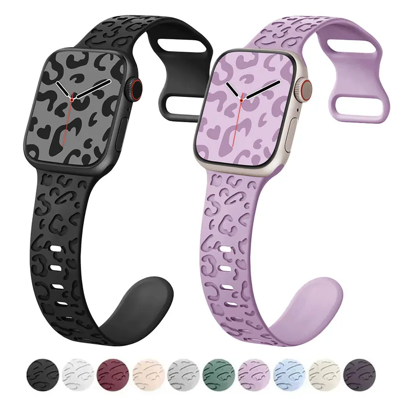 Bracelets gravés pour Apple Watch, Bracelet en silicone, iWatch Ultra 2, Ultra Série 9, 8, 7, 6, 5/4, 40mm, 41mm, 38mm, 42mm, 44mm, 45mm, 49mm