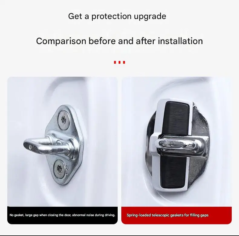 Car Door Lock Cover for Toyota Lexus Models Latch Protector Anti Noise Shock Absorber Buffer Pads Spring Loaded Door Stabilizer 2
