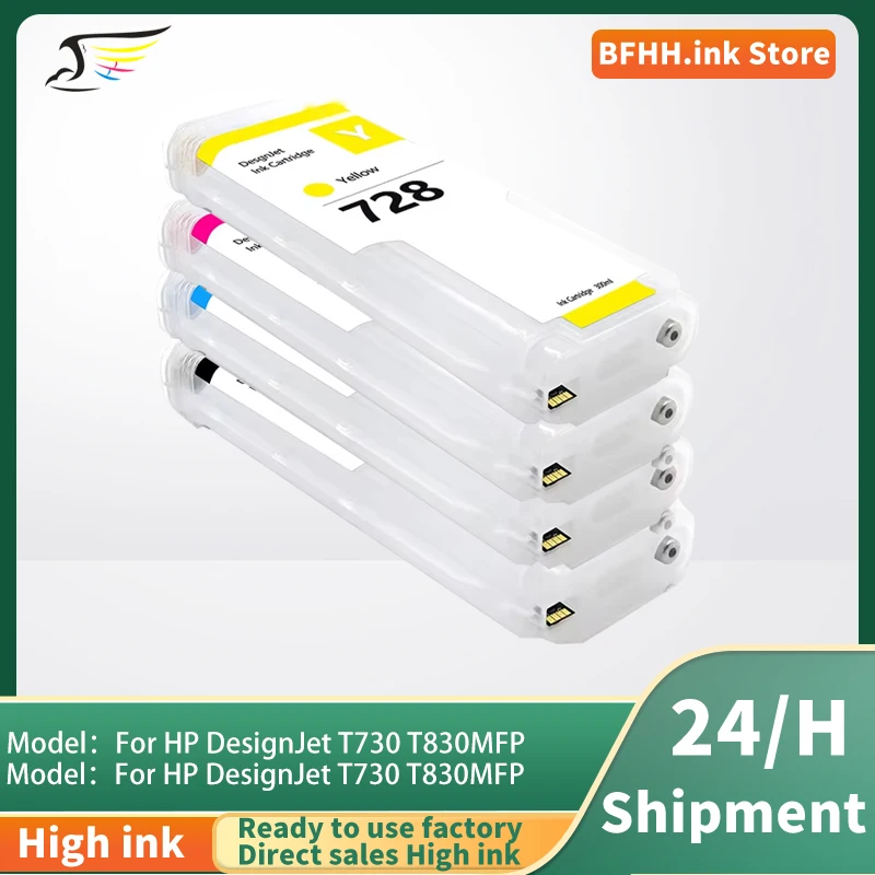 Cartouche d'encre rechargeable 728 728XL pour imprimante HP Designjet T730 T830 F9J68A F9J67A F9J66A, cartouche d'encre vide