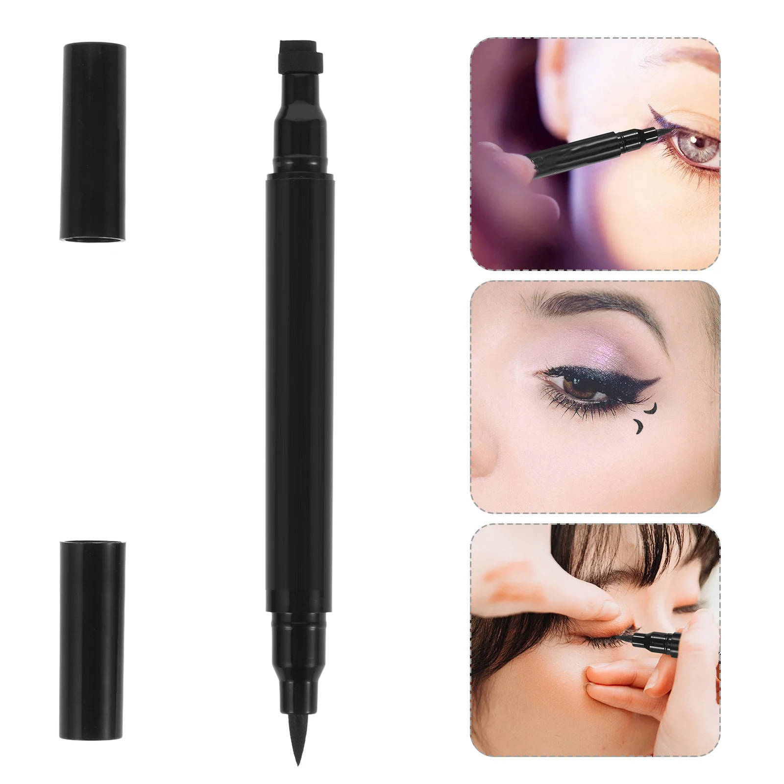 

Double Ended Waterproof Black Liquid Eyeliner Pen Moon Stamp Long Lasting Smudge Proof Eye Makeup Tool Eye Liner Pencils