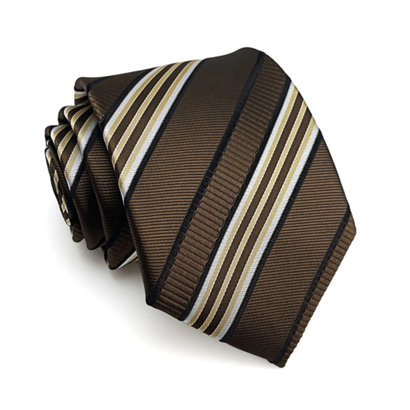 VEEKTIE Brand Maillard Style Color Vintage Striped 8CM Neckties for Men Classic Check Floral Brown Black Retro Business Formal