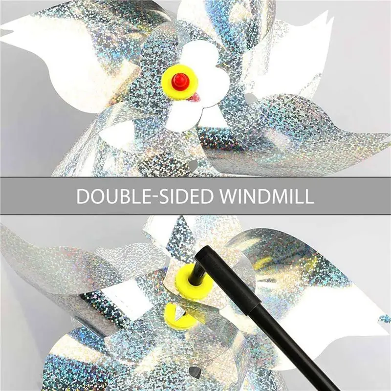 A36T-6 Pieces Windmills, Bird Repellent,Fruit Garden,Reflective Windmill, Bird Repellent, Bird Repellent, Reflective Windmill