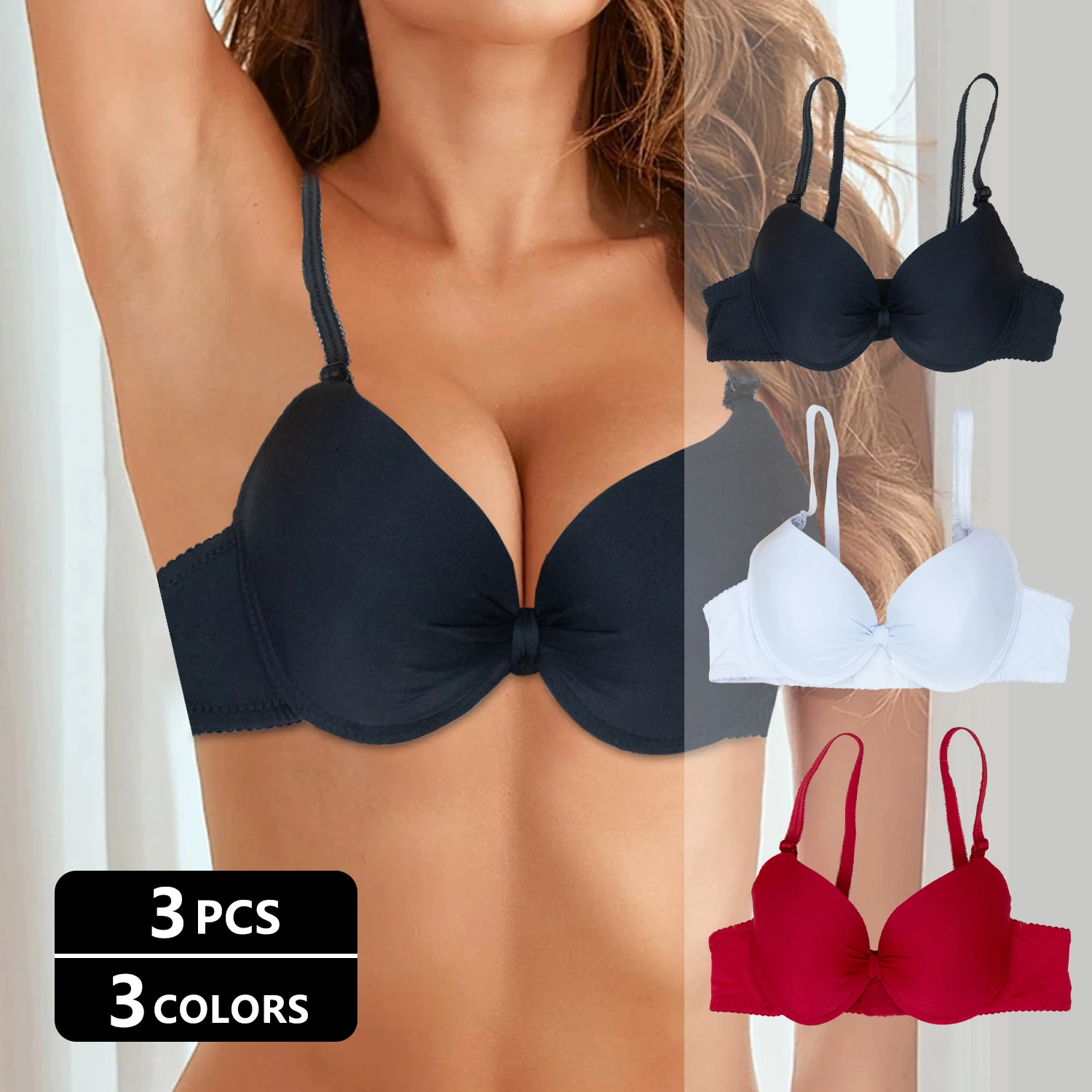 3 Piezas Sets De Lencería Cómoda De Encaje Multicolor Para Mujeres,De Estilo Casual Y Cómodo,Tirantes Con Zirconias y Ajustables