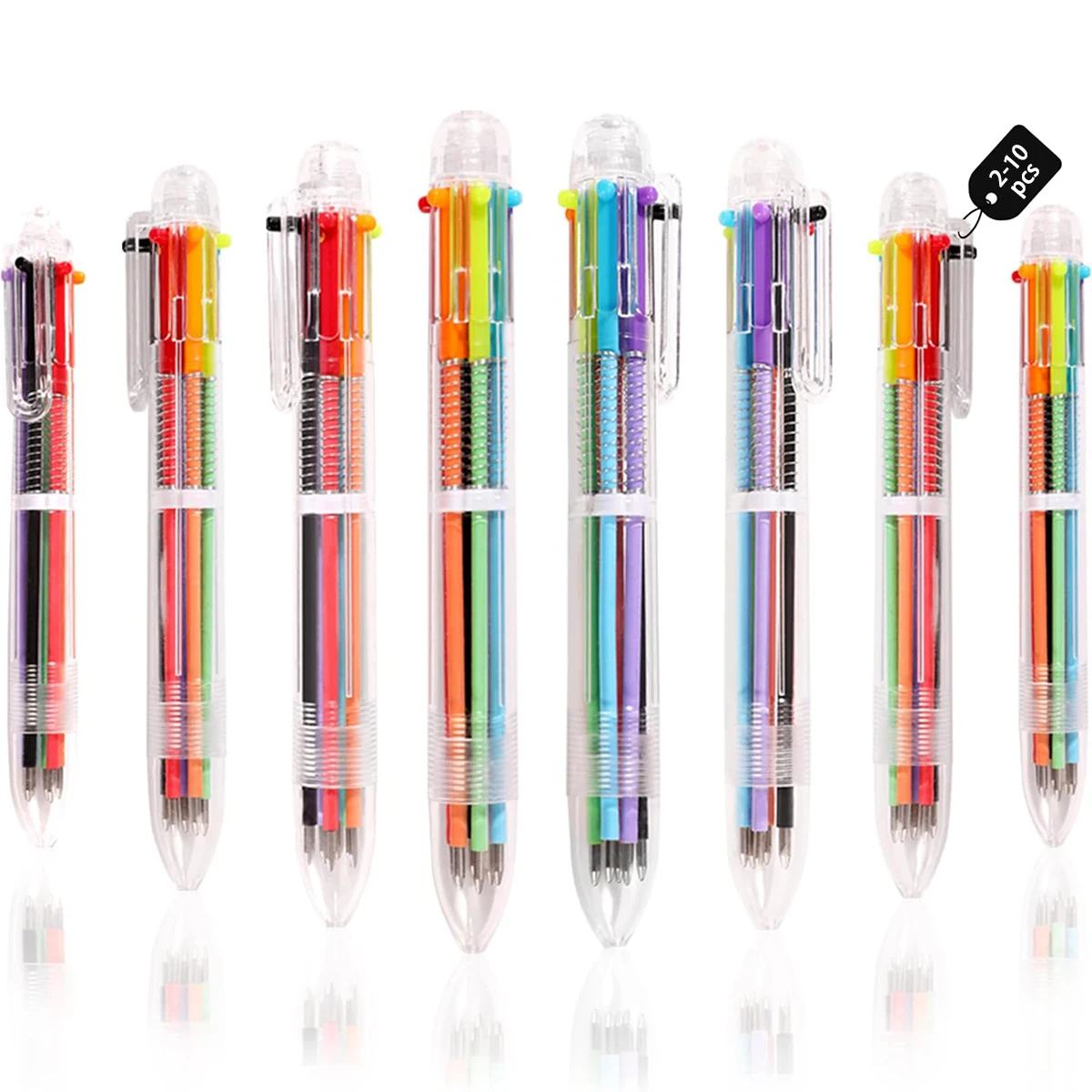 6-in-1 Multicolor Ballpoint Pens 2-10Pcs 0.5mm Retractable Bulk Pens School Supplies Student Kids Birthday Party Favors Gift Set