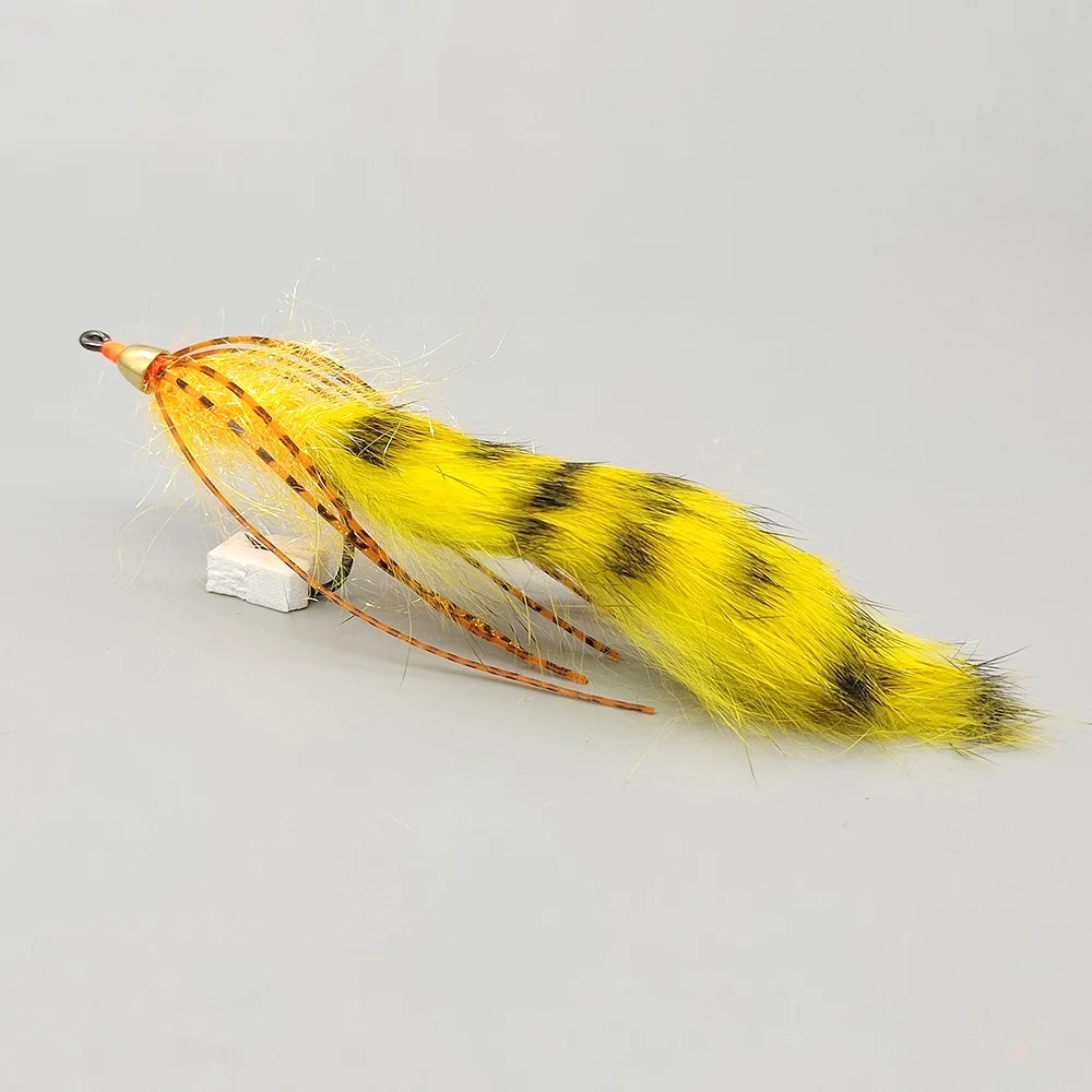 1/0 Zonker Streamer Fliegenfischen Fliegen mit Messing Kegelkopf Silikonbeine Hase Fell Fliegenfischen Köder für Barsch Forelle Lachs – Detail 9