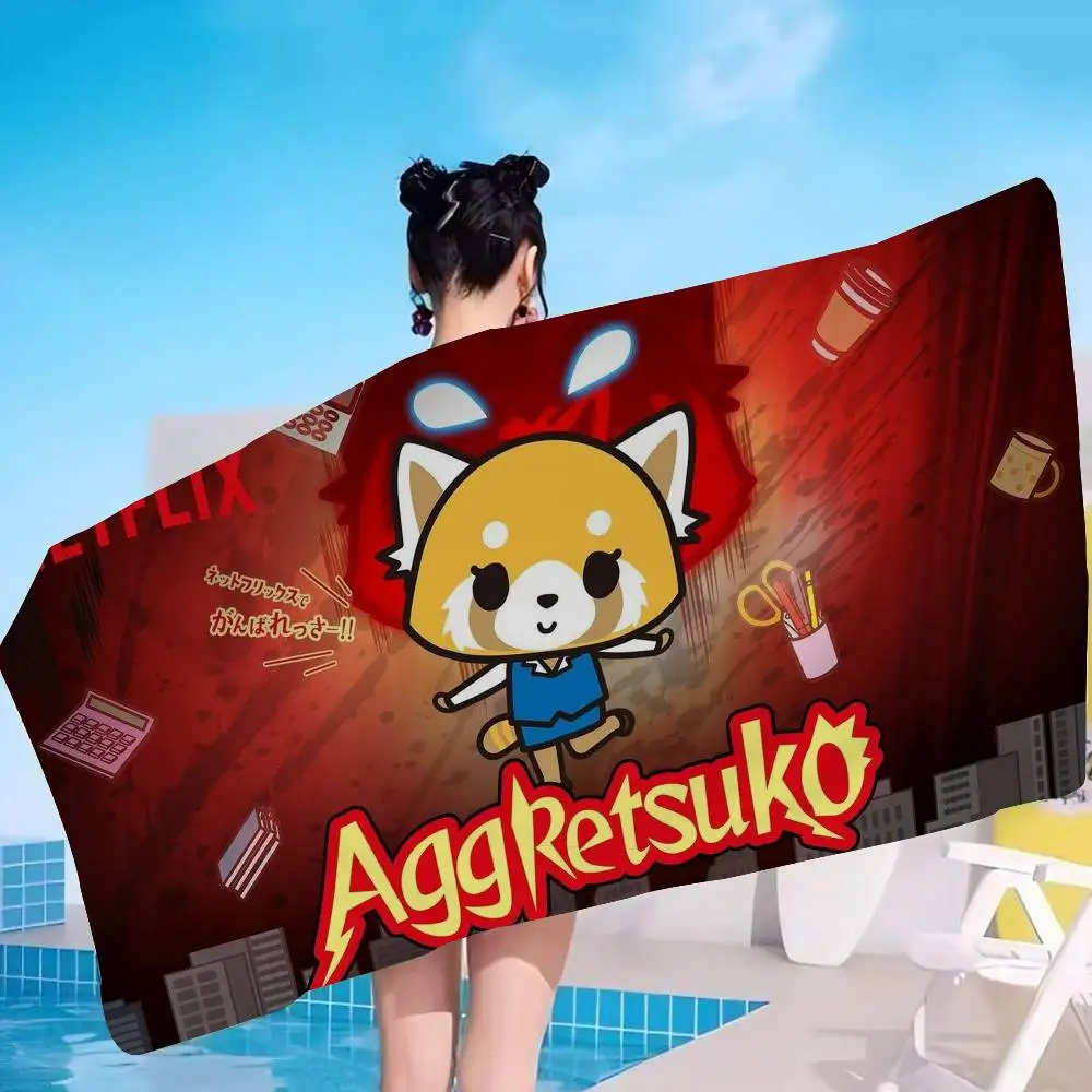 A-Aggretsuko Furious-Cute Microfiber Printed Beach Towel Mountain Climbing Yoga Beach Swimming Running Absorbent Soft Towel