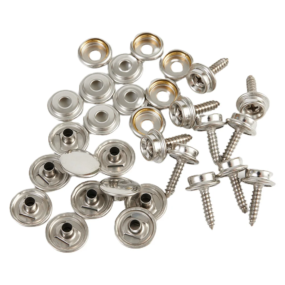 

30Pieces Stainless Steel Marine Grade Canvas And Upholstery Boat Cover Snap Button Fastener Kit Replacement Screws Snaps Replace