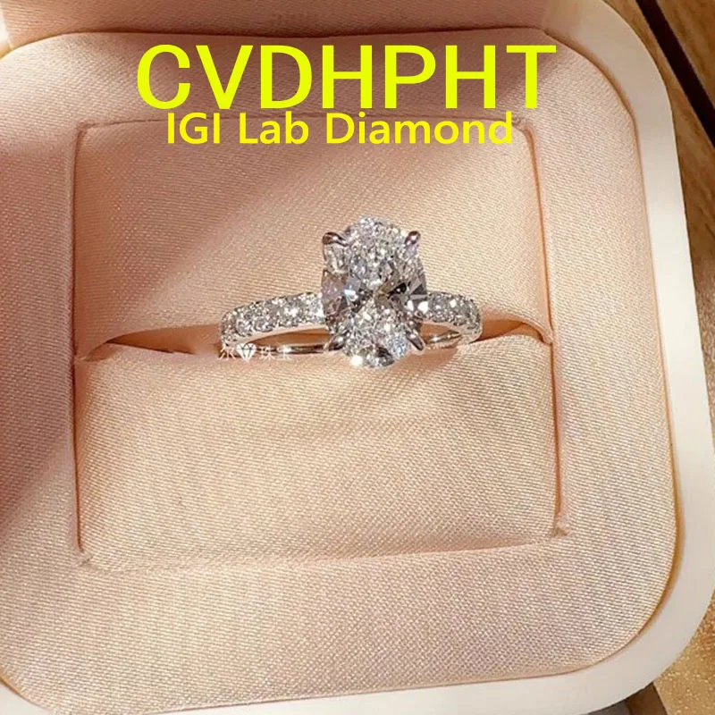 

1 2 3 4 CtReal Solid 18K White gold Lab grown dimaond ring IGI Oval cut D VS1 Wedding engagement ring