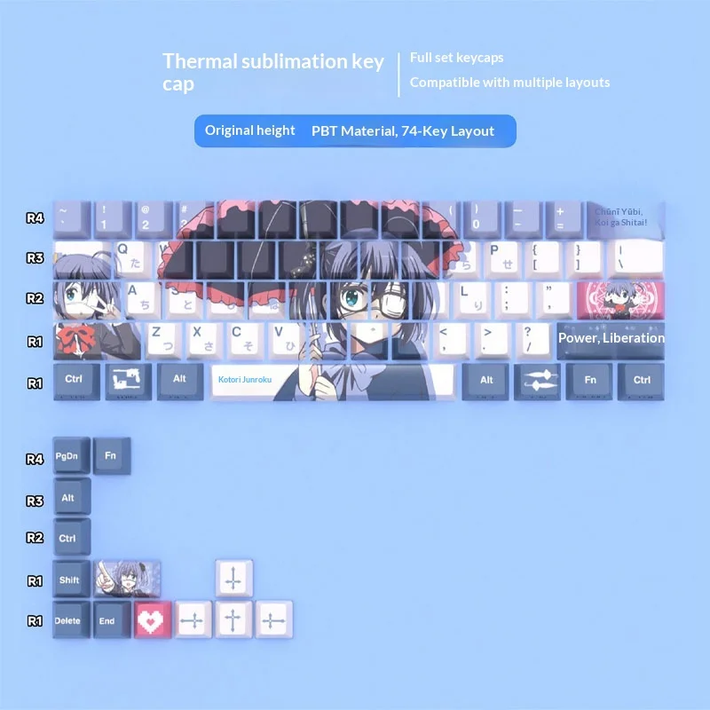 Takanashi Rikka Keyboard Keycaps Pbt Transparent Custom Mechanical Magnetic Keyboard For Mad68 Rog Azoth Wooting Accessories