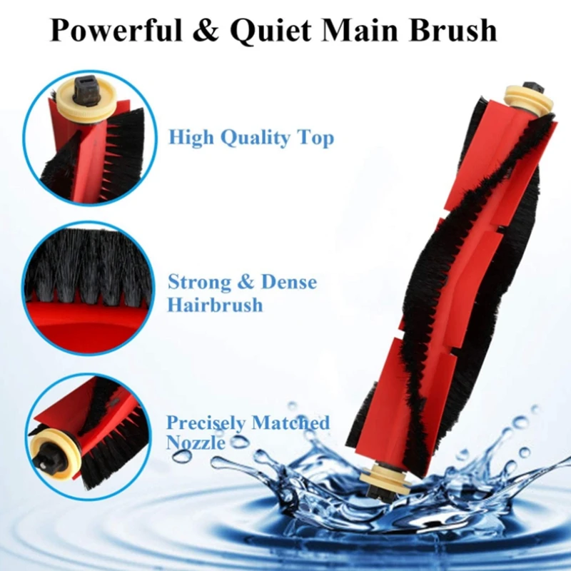 A09G-Detachable Main Roller Brush + Cleaning Brush for Xiaomi Roborock Vacuum Cleaner S4 S5 S6 Max S50 S60 E35 E25