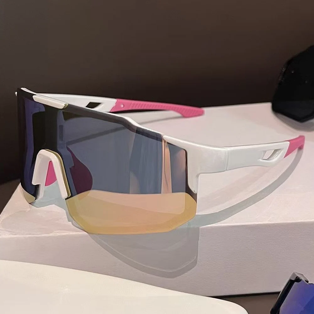 Óculos de Sol Esportivos Coloridos Oversized para Homens e Mulheres - Design Envolvente, Proteção UV400, Ajuste Confortável Unissex para Ciclismo, Caminhada e Atividades ao Ar Livre