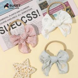 Elastic Hair Bands For Baby Girls Solid Color Headwear Princess Lace Bowknot Nylon Headband Newborn Infant Kid Hair Accessories