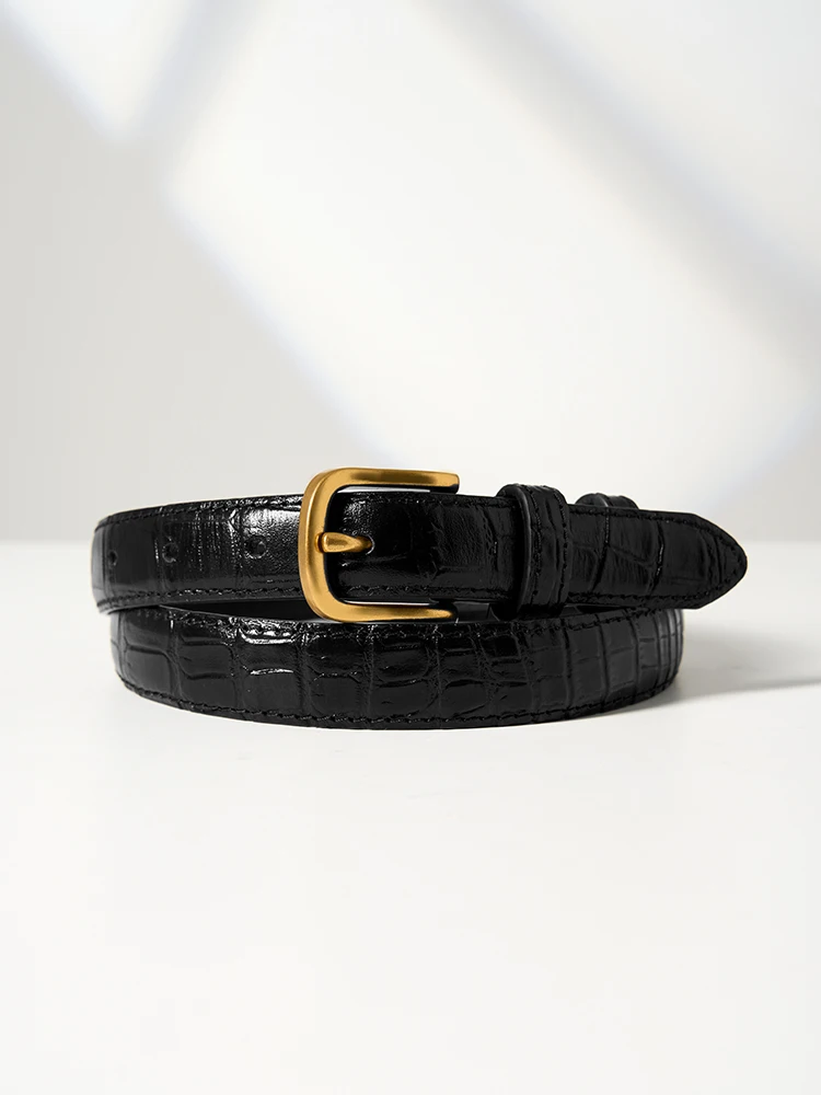 KARESINO Men's Belt Genuine Top Layer Cowhide Casual Stone Pattern Alloy Buckle Waist Belt Fashionable Versatile Business Casual