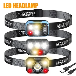 Portable LED Headlamp USB Rechargeable Sensor Head Flashlight Built-in Battery Outdoor Waterproof Camping Hiking Headlight