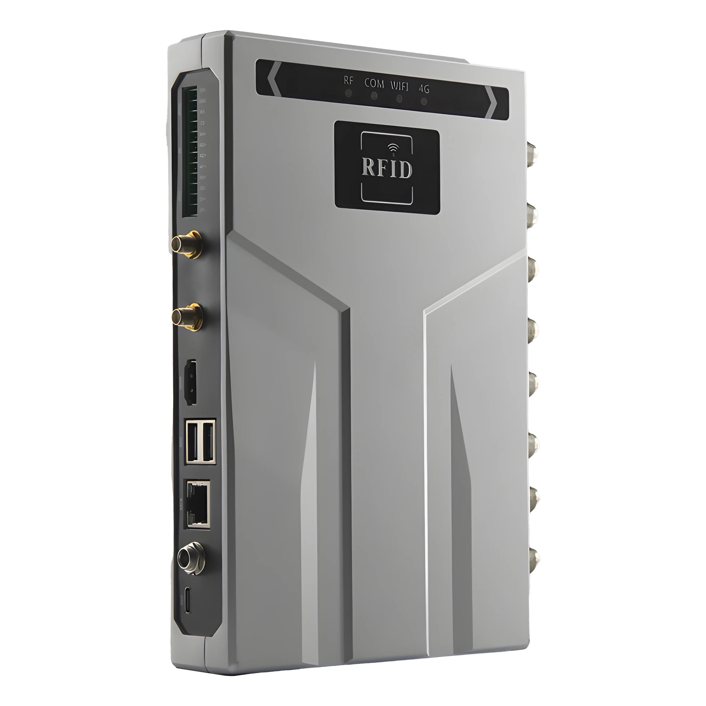 RS232/RS485/USB/WIFI/POE نظام التشغيل أندرويد قارئ RFID 8 منافذ 15 متر إدارة المخزون طويلة المدى UHF RFID قارئ ثابت