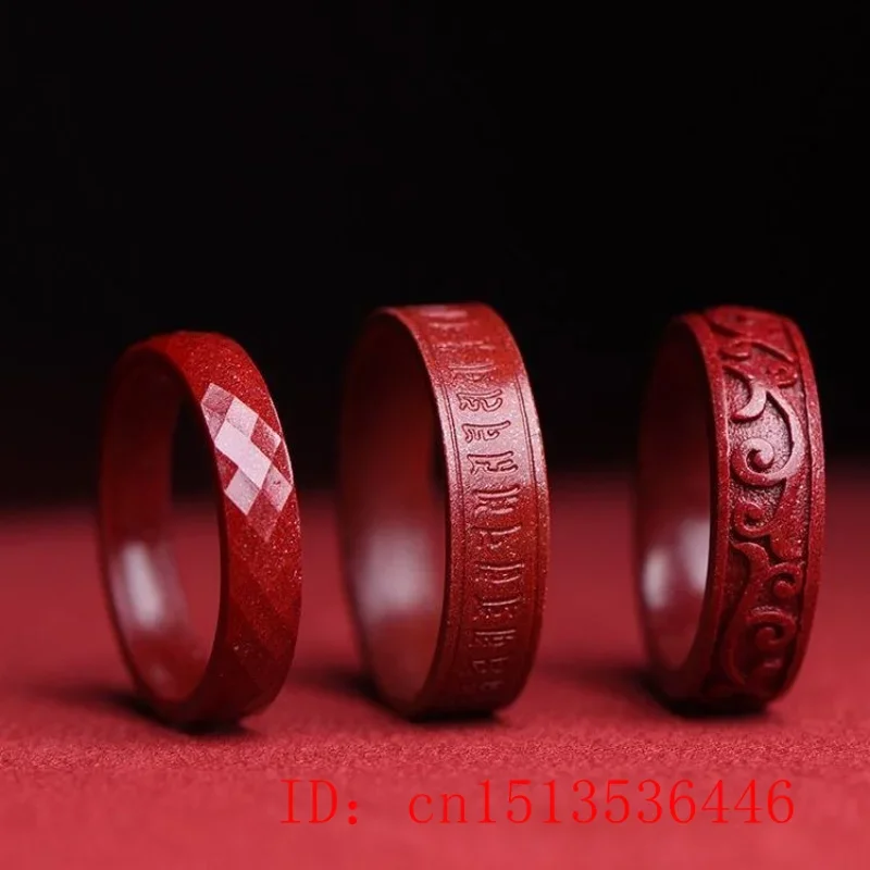 Natural Authentic Cinnabar Ring Gift Girlfriend Couple Love Luxury Fashion Eternity Jewelry Promise Engagement Amulets Mascots