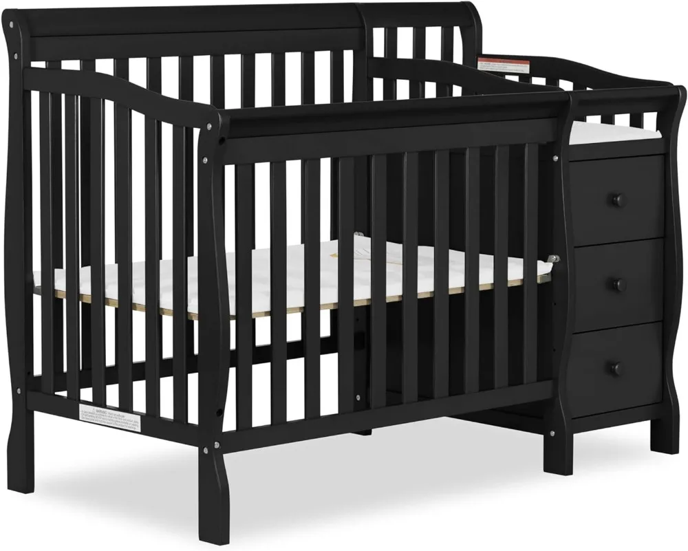 

Dream on Me Jayden 4-in-1 Mini Convertible Crib and Changer in Black, Greenguard Gold Certified, Non-Toxic Finish