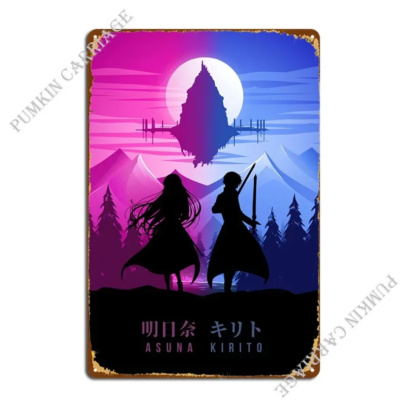 Kirito Asuna Sao Metal Plaque Party Pub Plaques Bar Tin Sign Poster