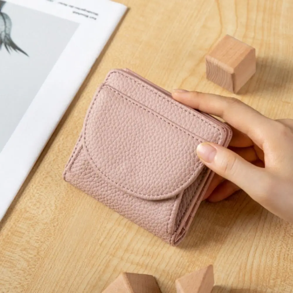 محفظة جيب بتصميم نحيف، محفظة جلدية قصيرة الطراز، حجم صغير، حامل بطاقة الائتمان، محفظة عملات معدنية متعددة البطاقات