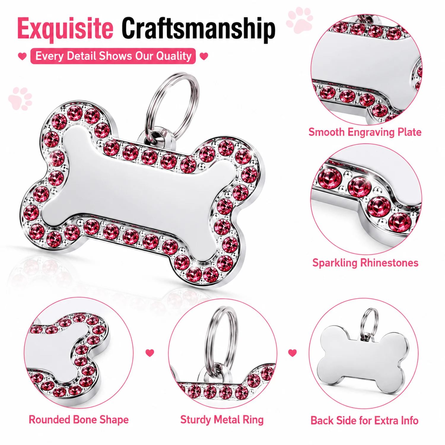 Custom Text Dog Tag Customized Name Pets Tag Bone Shape Laser Engraving Alloy Collar Pendant Personalized Name Dog Tags