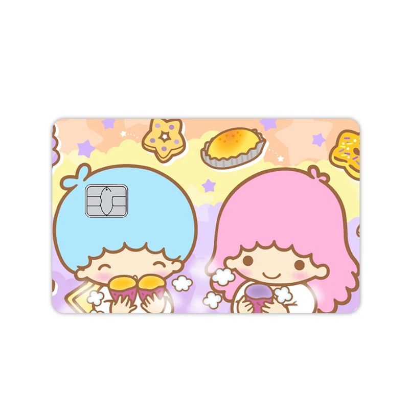 Adesivos Impermeáveis Anime Little Twin Stars Grandes e Pequenos Sem Desgaste para Cartões de Crédito Débito Bancários VISA Decoração Filme Protetor