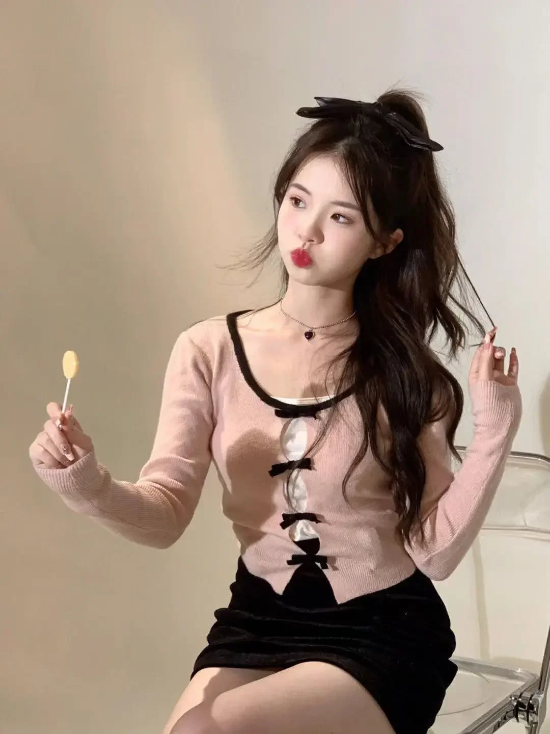 

Милые пуловеры для женщин, туника с круглым вырезом, трикотажные топы с длинными рукавами, Pull Femme Chic, модный трикотаж, укороченный свитер, джемпер