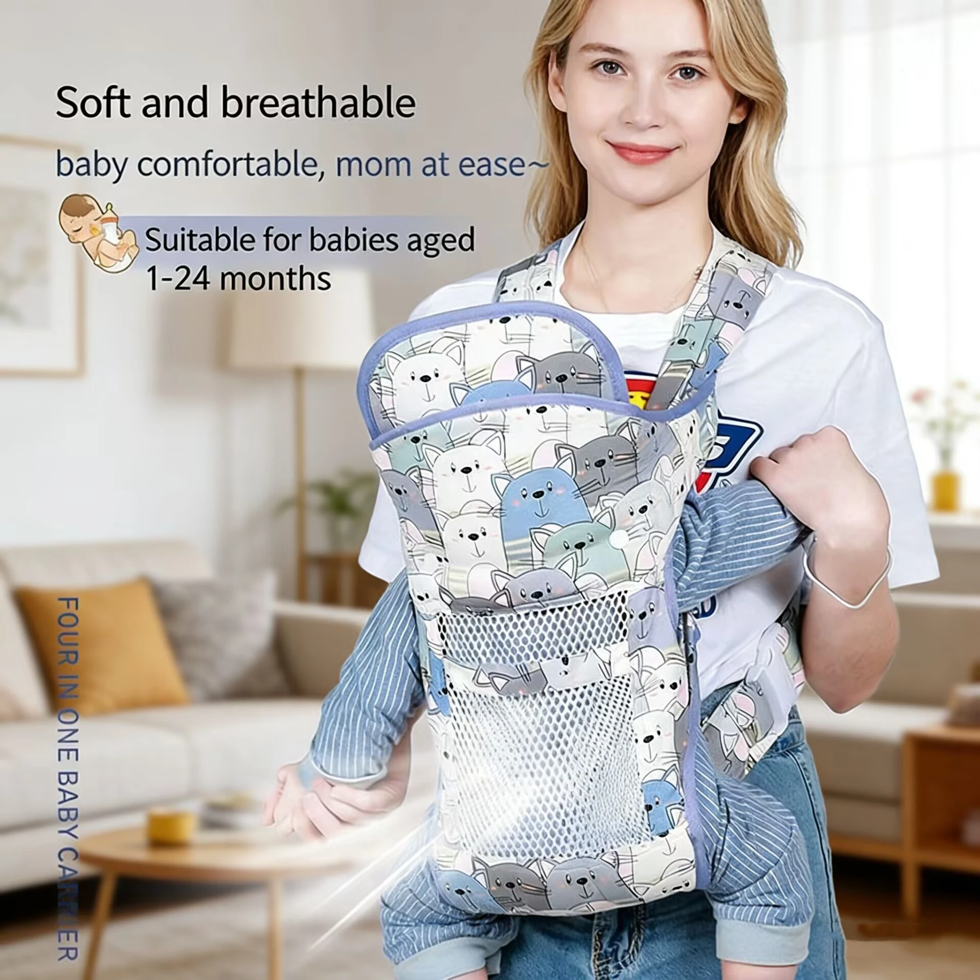 Baby Carrier Baby Sling Carrier Ergonomic Newborn To Toddler Baby Backpack Carrier, Easily Adjustable Multi-functional Go Out