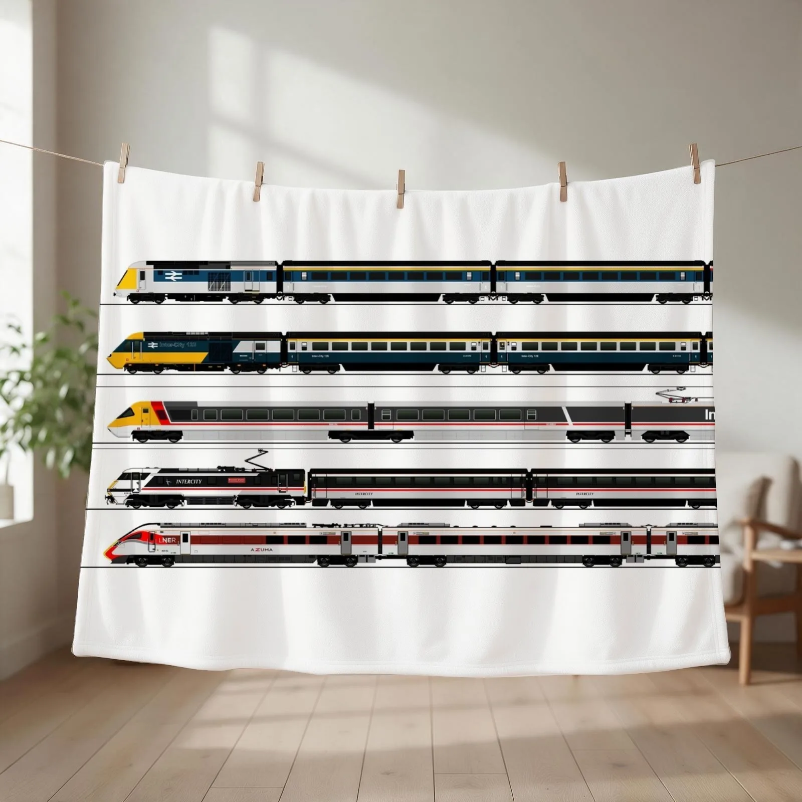 BRITISH HIGH SPEED TRAINS Throw Blanket couch cozy soft plush fuzzy picnic outdoor blanket
