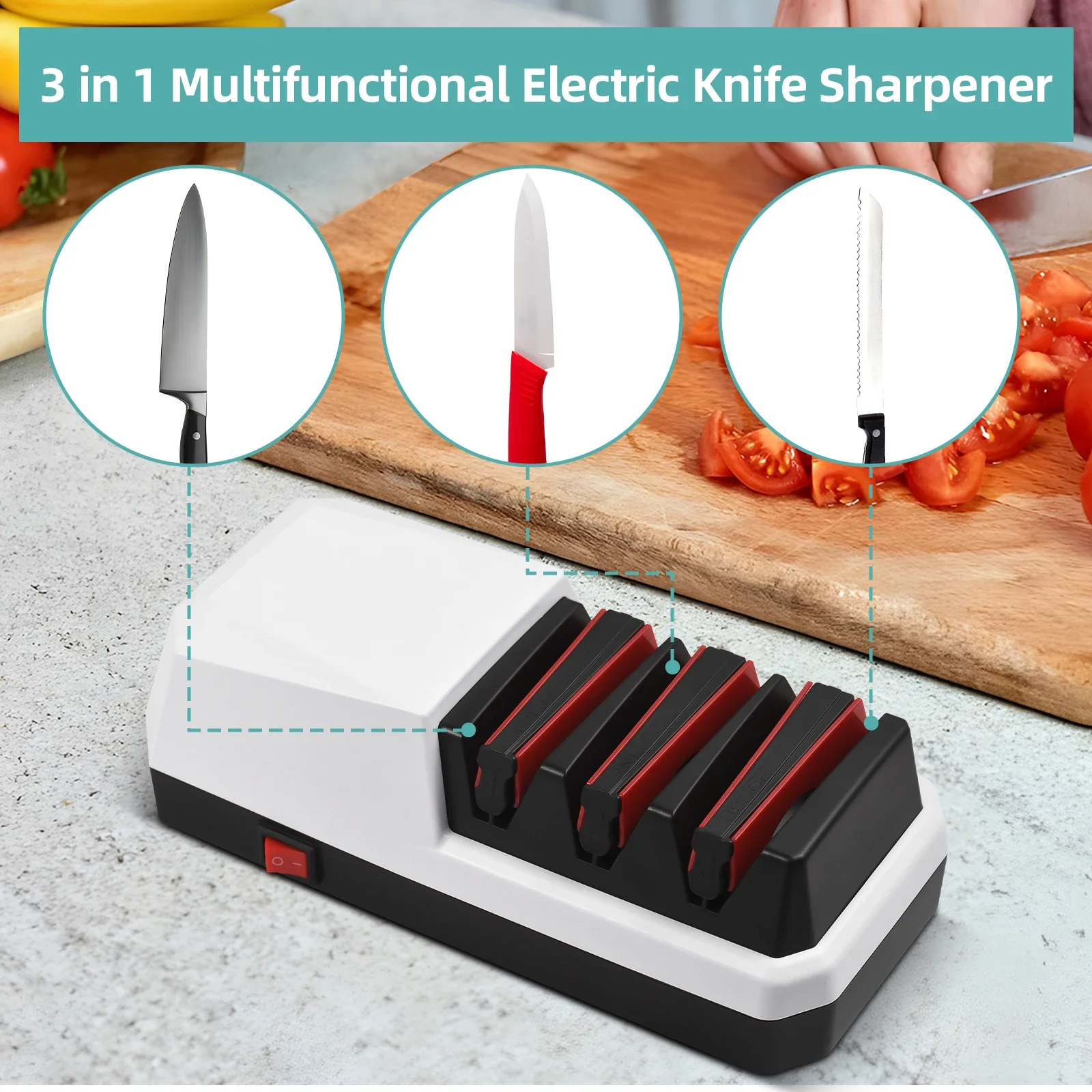 

Бытовой инструмент для быстрой заточки керамики с прямыми краями и зубчатыми ножами, грубого шлифования, мелкого шлифования.