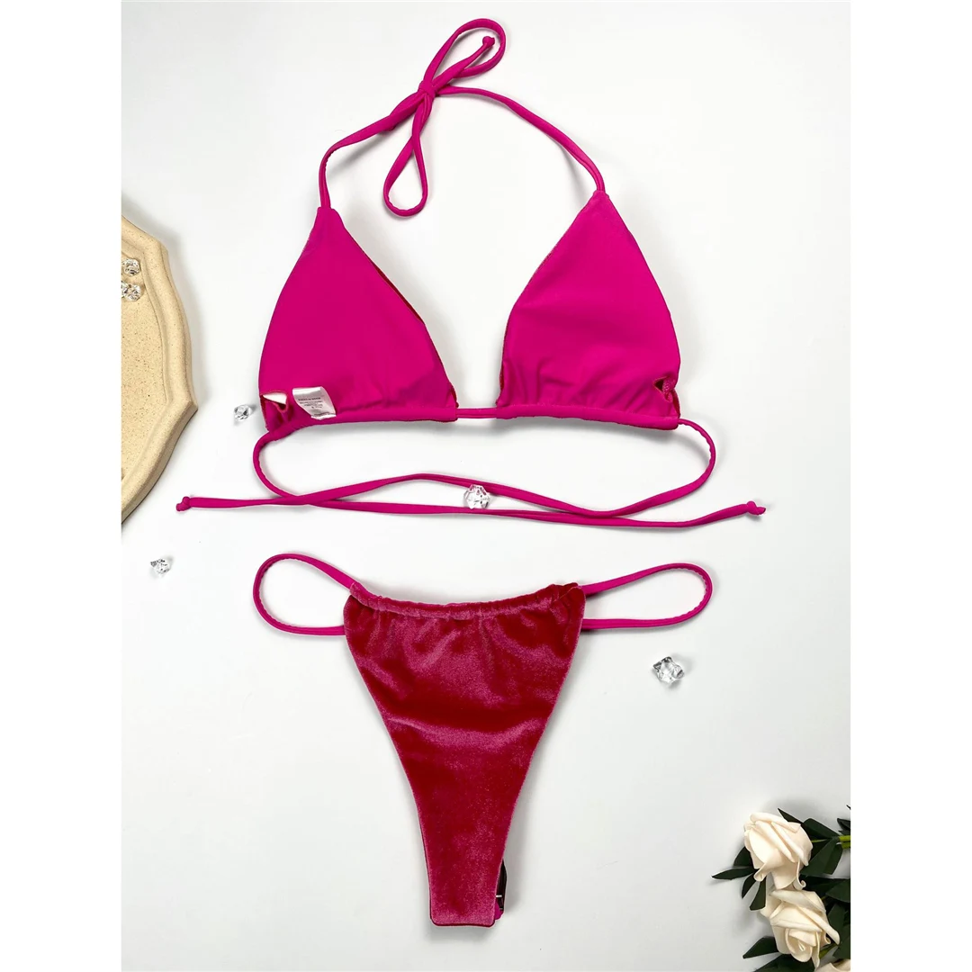17 Farben, Neckholder, hoher Beinausschnitt, gepolstert, zweiteiliger Bikini, Damen-Bikini, Badeanzug, Damen-Badebekleidung, Bather, Schwimmbekleidung V5974 – Detail 20