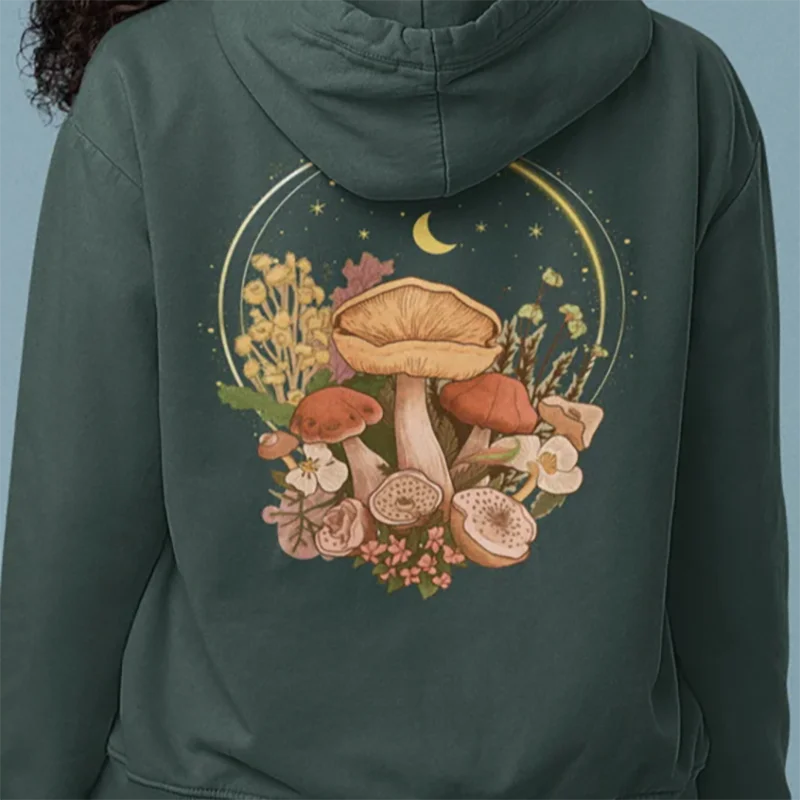 

Одежда с графическим рисунком, уличная одежда с грибами, толстовка с капюшоном, эстетическая волшебная полевая цветочная одежда с принтом на спине, ботаническая природа, одежда с капюшоном